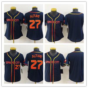 2022 City Baseball Jerseys Jose Altuve 27 Jersey Em Branco Sem Nome Marinho Branco Laranja Cinza Cor Botão Up Crianças Mulheres Tamanho S-XXL Costurado