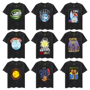 Męskie koszulki Hip Hop Myjana koszulka Przyszła raper graficzna nadruk czarna koszulka Kobiety harajuku vintage Tshirt Summer Short Sleeve