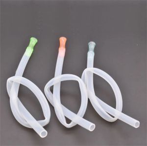 Wholesale 6*8mm L:15CM Silicone Straw hose with mouth tip for water glass oil burner dab rig bong Hookah Smoking Accessories LL