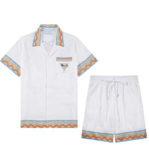 Herrspårspår tryckta skjortor Casual Button Down Short Sleeve Hawaiian Shirt Suits Summer Beach Designer Dress Shirts