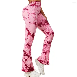 Aktive Hosen Ankunft Mode Ausgestellte Hosen Hohe Taille Fitness Cross Tie Dye Hip Lift Sport Yoga Für Frauen