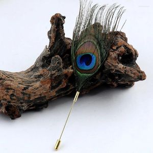 Brooches Classic Peacock Feather Brooch Scarf Buckle Lapel Pin Jewelry Bridge Set Wedding Accessories