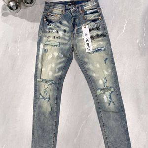 Purple Branx Jeans with American High Street Paint Distressed