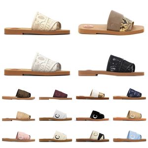 Sloe Sloe Luxury Letter Fabric Canvas Slippers Slide Slide Sandals Woody Women Women’s Begs Cross Flip Flop