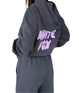 24 Tasarımcı Trailsuit Kadın Beyaz Fox Hoodie Setler İki 2 Parça Set Kadın Giysileri Seti Sportif Uzun Kollu Külot Kapşonlu Takipler Bahar Sonbahar Kış