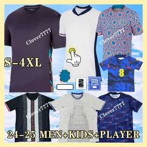 2024 Inglaterra Futebol Jerseys Saka Foden BELLINGHAM RASHFORD STERLING GREALISH National Team KANE xxxl 4xl Camisa de futebol Kit Camisas vermelhas brancas 24 25 Homens Mulher Kit infantil