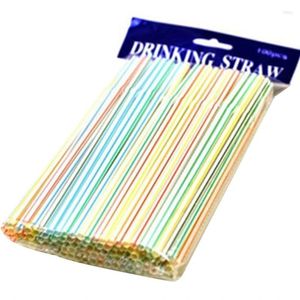 Disposable Cups Straws 100Pcs/Pack 8 Inch Plastic Drinking Multicolored Striped Bendable Flexible Elbow Straw For Party Bar