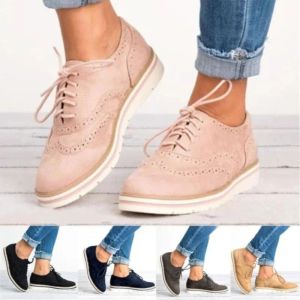 Flats Kadınlar Flats Ayakkabı Oxfords Kesimleri Dantel Yukarı Platform Ayakkabıları Pu Deri Bayanlar Slip Shoes Nefes Alabilir Kadın Ayakkabı