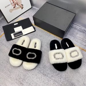 HOT New style tazz slippers sandal Casual shoes indoor Mule Designer Teddy bear Mens winter channel luxurys Fur Slide Fur warm Women loafer sandale Sliders wholesale