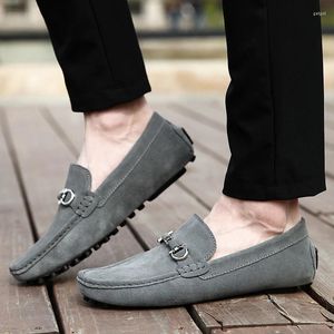 Casual Shoes Leather Men Stylish Suede Loafers Moccasins 46 Slip On Men's Flats Male Italian