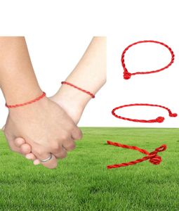 100 pçslot moda fio vermelho corda pulseira sorte vermelho verde artesanal corda pulseira para mulheres homens jóias amante8605598