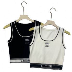 Roupas de grife para mulheres croptop designer tank top bordado colete feminino sem mangas respirável malha gelo seda