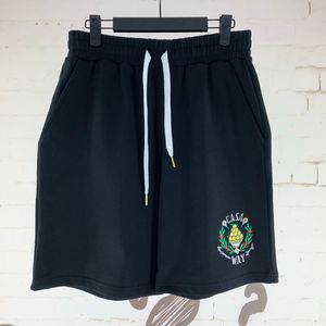 2024 Sommarmän Kvinnor Casual Cotton Black White Shorts Drawstring Cotton Shorts