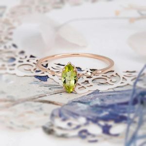 Anelli a grappolo LAMOON per le donne Agosto Birthstone Natrual Peridoto Anello con pietra preziosa Argento sterling 925 Placcato oro Bijoux Gioielleria raffinata RI262