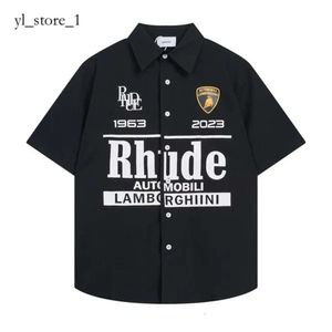 23SS Classic Rhude Shirt Summer Heavy Fabric Para projektant mody marka Polos koszule