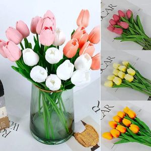 Decorative Flowers 5pcs 10 Colors Simulated Tulip High Quality DIY Party Decoration Festival Supplies Small Home Decor Bouquet