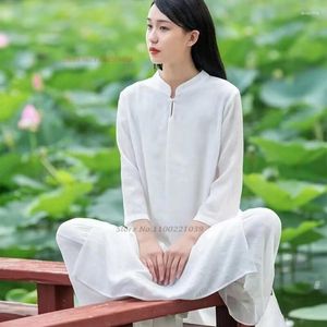 Ethnic Clothing 2024 Chinese Tai Chi Martial Arts Clothes Traditional Taijiquan Practice Wushu Cotton Linen Set Outdoor Uniform