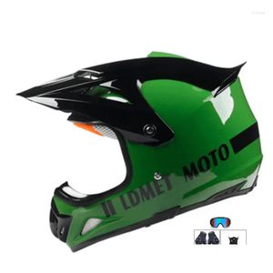 Hełmy motocyklowe Hełm terenowy DOT Motocross Profesjonalny motocykl wyścigowy rower fl twarz moto helm casco 3 szt.