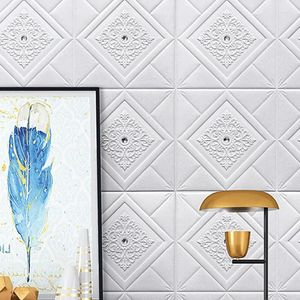 Wallpapers 12pcs 3D Wall Panel Home Decoration Sticker Living Room Foam Self-Adhesive Wallpaper Waterproof And Mildew-Proof