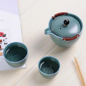 Set da tè Il set da tè da viaggio in stile ceramica include 1 pentola 2 tazze Teiera Gaiwan Tazza da tè Portatile da ufficio personale