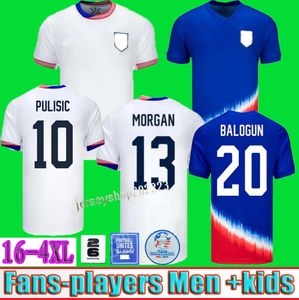 المشجعين لاعب USAS Pulisic Soccer Jerseys 2024 2025 COPA AMERICA 24/25 Home Away Kids Football Dorts United States Men Woman Smith Adams Morgan Balogun 16-4xl