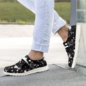 Casual Shoes InstantArts 3d Black and White Plant Print Slip-On Male Flat Loafers Spring Summer Light Breatoble Boat Foars