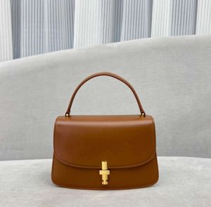 THE ROW Sofia 10 Kalbsleder-Grifftasche, modische Luxus-Designer-Handtasche, schwarz-braune Geldbörse, passt zu allen Modetaschen3647