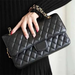 AAA Top Tier Quality Jumbo Double Flap Bag Luxury Designer 25cm 30cm Couro Real Caviar Lambskin Classic All Black Bolsa Acolchoada Bolsa Ombro CF Bags Festival