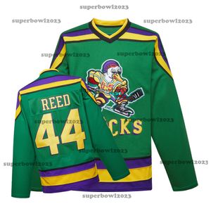 Han Duck Green Ducks Haft hockey Jersey Street koszulka 66 Bombaj 44 Reed 33 Goldberg 21 Portman