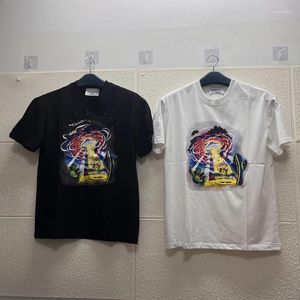 Herr t shirts nisch vintage t-shirt kreativ graffiti tryck skjorta harajuku high street korta ärmkläder streetwear tshirt