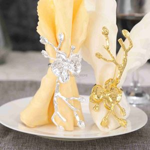 Towel Rings 12/4 Pc Zinc Alloy Napkin Rings Napkin Holder Plum Gold/silver Napkin Towel Ring Hotel Dinner Table Decoration for Wedding Party 240321