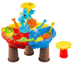 Sand Play Water Fun Kids Beach Sandpit Toy Summer Outdoor Sand Bucket Water Wheel Table Set Children Learning Education Toy Dolphin Beach Tabl 240321