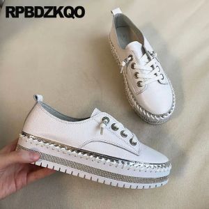 Flats Women Diamond White Rhinestone Black Flats Platform Designer Buty China Creepers Runway 2023 Wedge Treners Crystal Sneakers