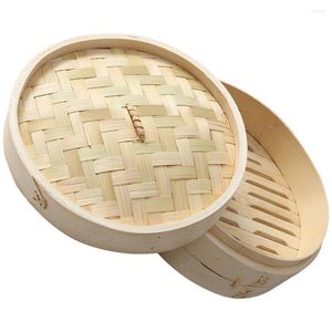 Double Boilers 1 Set Of Bamboo Hair Steamer Basket For Chinese Food Buns Making With Lid Kitchen Cooking Tool