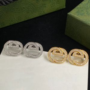 Designer Gold Diamonds Earrings Stud for Women Silver Earring smycken Fashion Ear Studs Hoop Earings Womans Designers Earing G 2304142D