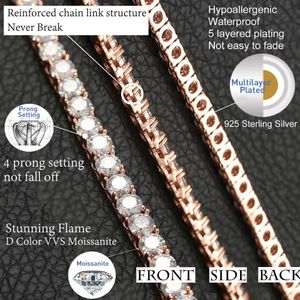 2024 bracelet necklace Hip-Hop tennis chain 925 Sterling Silver VVS Moissanite diamond cluster iced out cuban chain for men womenq4