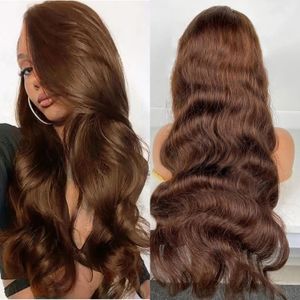 13x6 Chocolate Brown Body Wave Lace Front Human Hair Wigs for Women HD Transparent 13x4 Colored Human Hair Lace Frontal Wig