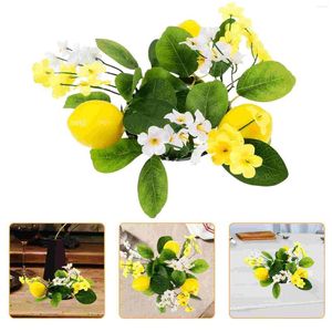 Candle Holders Artificial Garland Dining Table Wreath Centerpiece Fake Lemon