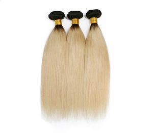 Elibess Hair Ombre 1B 613 ciemne korzenie blondynka 100G One Piece Brazylian Remy Extension prosto 100 Human Hair Weave Bundles Do2693064