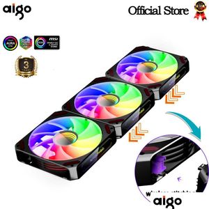 Dizüstü Bilgisayar Soğutma Pedleri AIGO L12 Bilgisayar Kılıf Fan Yok Tel Bağlantısı Ventoinha PC 120mm RGB Kit Soğutucu 4PIN PWM CPU 3PIN5V Ventilador 240 OTASX