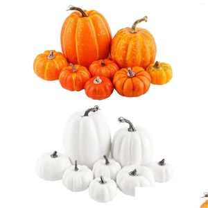 Decoração de festa 8x abóboras artificiais outono vaso enchimento outono artesanato grande mini espuma para halloween lareira jardim feriado drop del otpgi