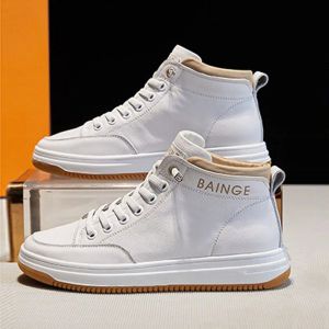 Обувь белая подлинная кожа высокий топ кроссовок Spring Flat Platform Sneakers Girls Cowhide Vucanized Rubber Sole Sport обувь