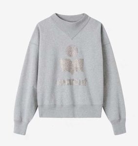 Ny produkt Isabels Marant 24SS Designer Cotton Pullover Sweatshirt Slim Classic Print Hot Stamped Letter Women Casual Mångsidig Loose Hoodie Sweater Trendy Tops