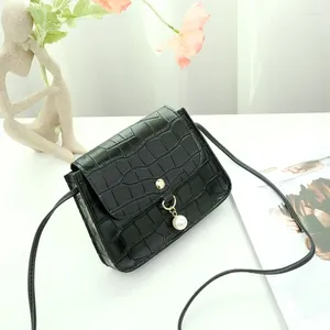 Drawstring Retro Bag Lady Casual Underarm Handbag Stone Pattern Shoulder Female Leather Solid Color Chain Bags For Women