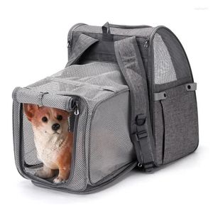 Cão portador pet suprimentos gato transparente saco de viagem ao ar livre caminhadas portátil mochila pode expandir grande capacidade lona