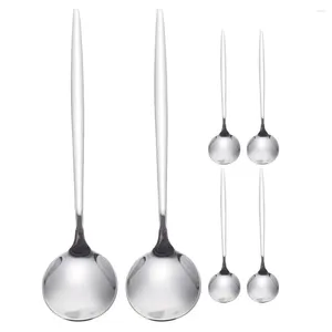 Löffel 6-teiliges Löffel-Set aus Edelstahl für Dessert, Suppe, Tisch, Abendessen