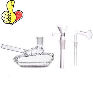 Großhandel Protable Tank Shape HOOKAH 3D kreative Mini-Wasserglas-Dab-Rig-Bong-Pfeife mit Ölbrenner oder Tabak, der trockene Kräuterschale raucht