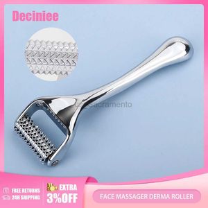 Face Massager Facial massager zinc alloy leather roller painless micro skin care facial manual massager beauty tool facial roller wrinkle removal 240321