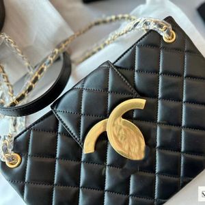 Große goldene Metall-Logo-Handtasche, Designer-Tasche, luxuriöse Echtleder-Clutch, modische Umhängetasche, klassische Umhängetasche, Damen-Partytasche, perfekte Hardware