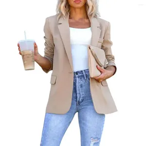 Women's Suits Stylish Non-shrink Suit Jacket Long Sleeves Autumn Winter Solid Color Single Button Temperament Coat Workwear